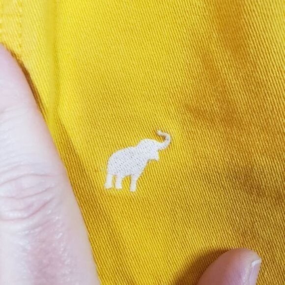 J. Crew Yellow Embroidered Elephant Chino Shorts Boho‎ Summer Boat Shorts sz 0 - Picture 7 of 9